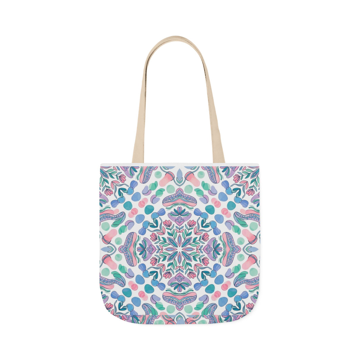 Pastel Mandala Canvas Tote — Boho Kaleidoscope Market Bag