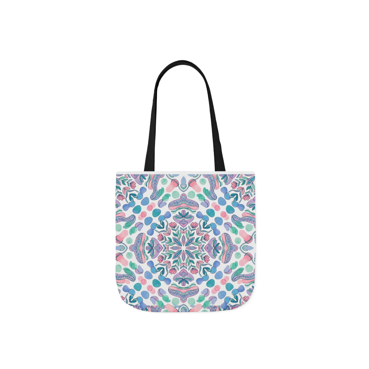Pastel Mandala Canvas Tote — Boho Kaleidoscope Market Bag