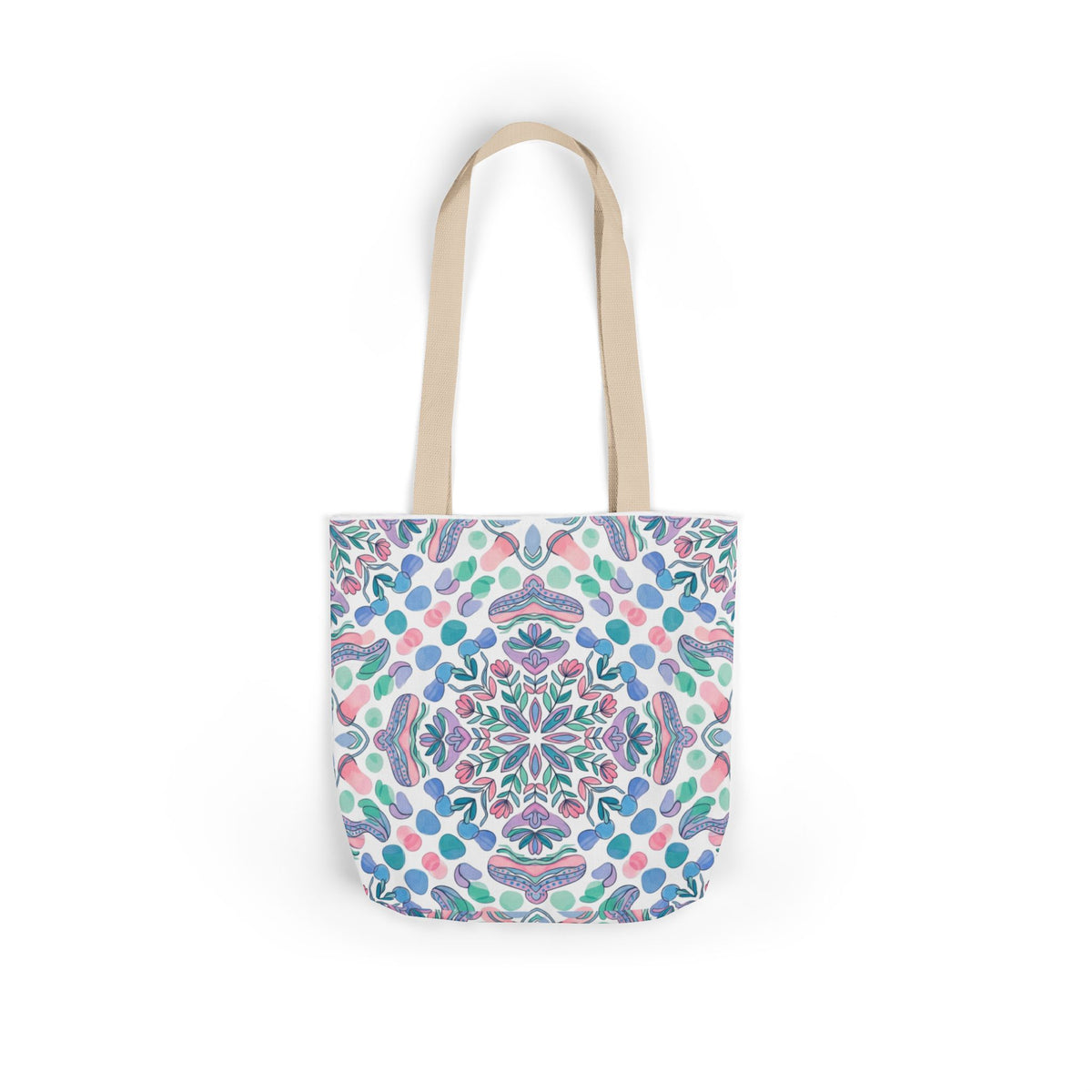 Pastel Mandala Canvas Tote — Boho Kaleidoscope Market Bag