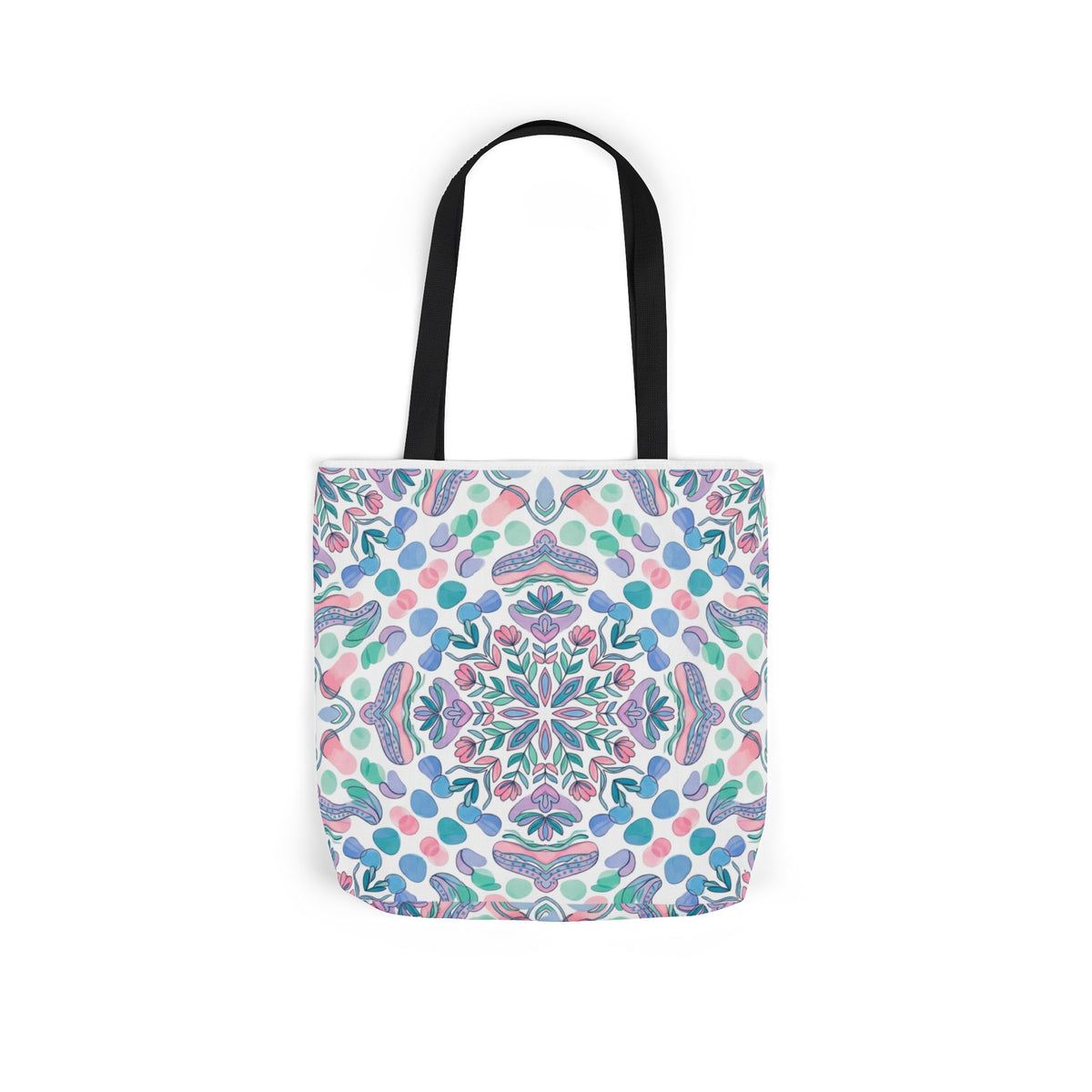 Pastel Mandala Canvas Tote — Boho Kaleidoscope Market Bag