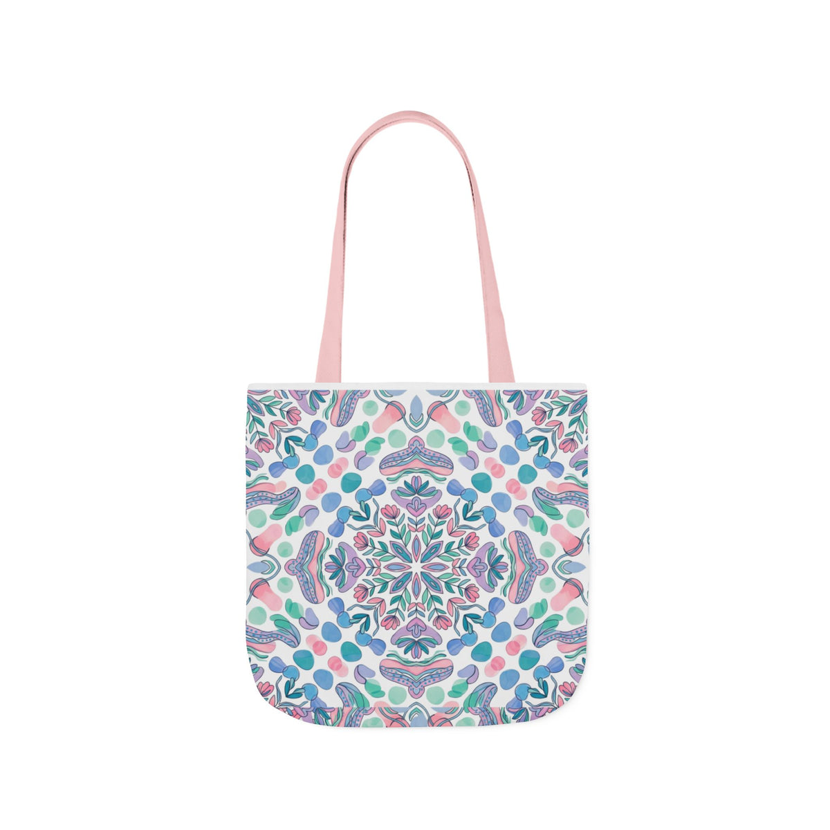 Pastel Mandala Canvas Tote — Boho Kaleidoscope Market Bag