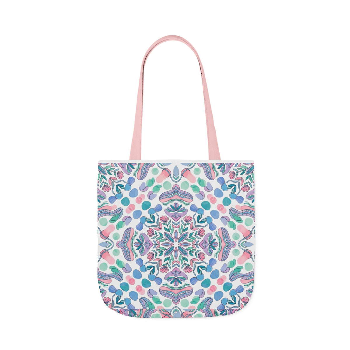 Pastel Mandala Canvas Tote — Boho Kaleidoscope Market Bag