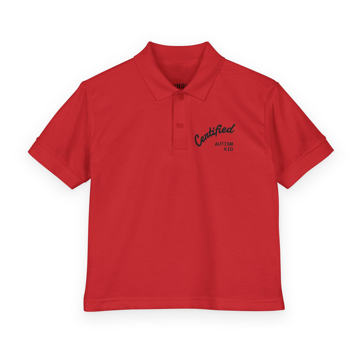 Youth Polo Shirt - 'Certified Autism Kid' Embroidered Chest Logo