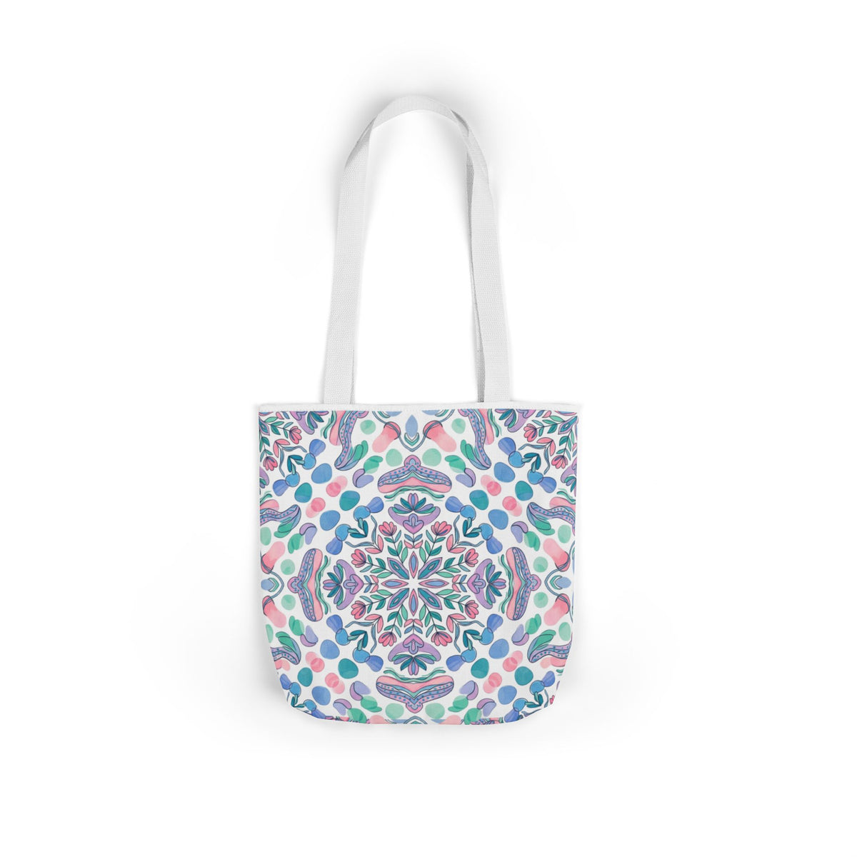 Pastel Mandala Canvas Tote — Boho Kaleidoscope Market Bag