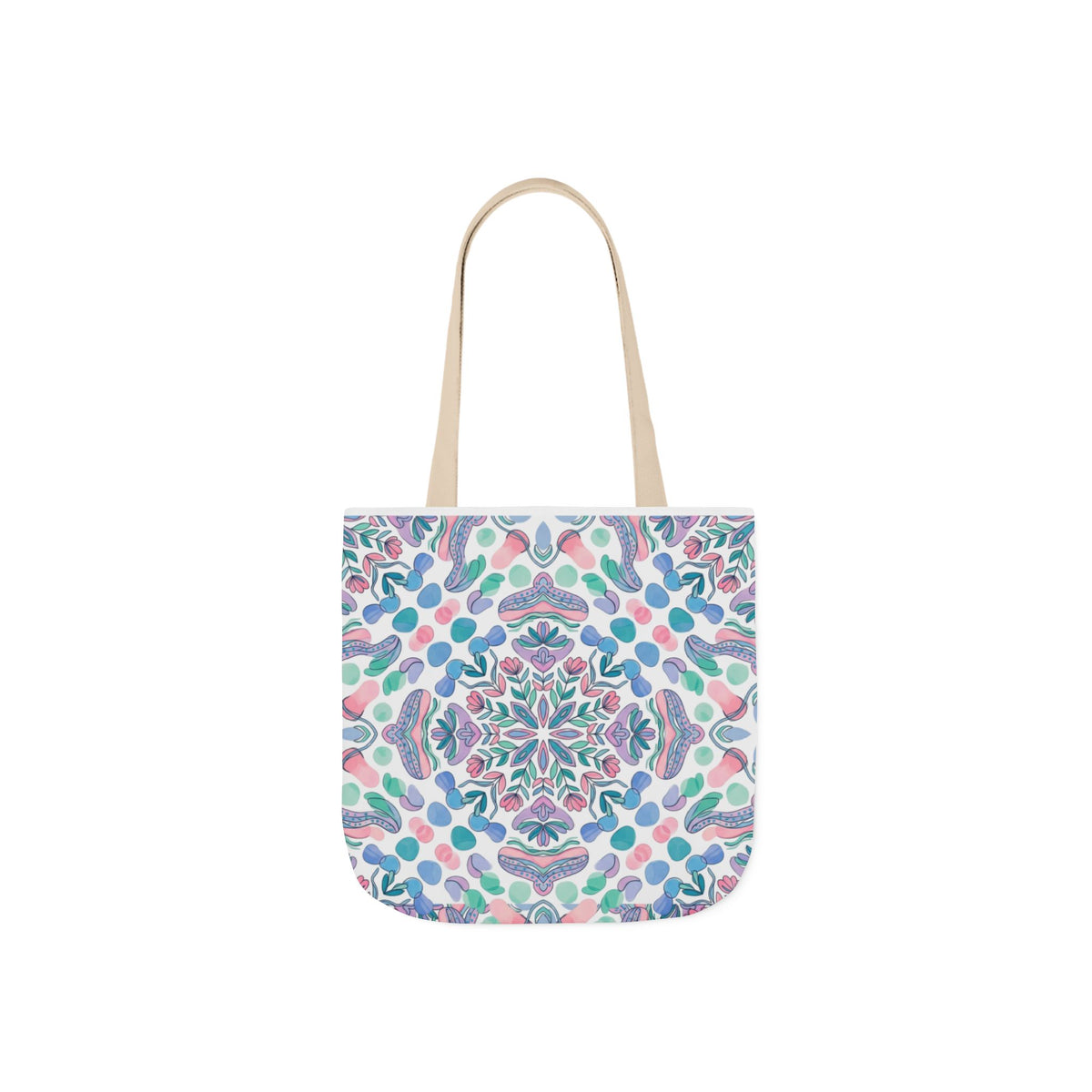 Pastel Mandala Canvas Tote — Boho Kaleidoscope Market Bag
