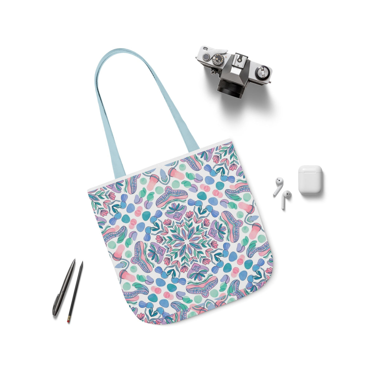 Pastel Mandala Canvas Tote — Boho Kaleidoscope Market Bag