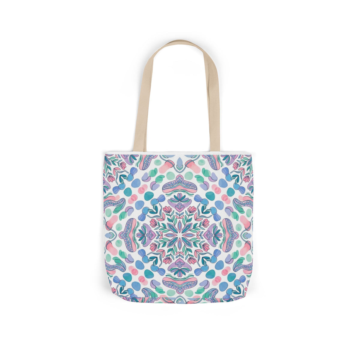 Pastel Mandala Canvas Tote — Boho Kaleidoscope Market Bag