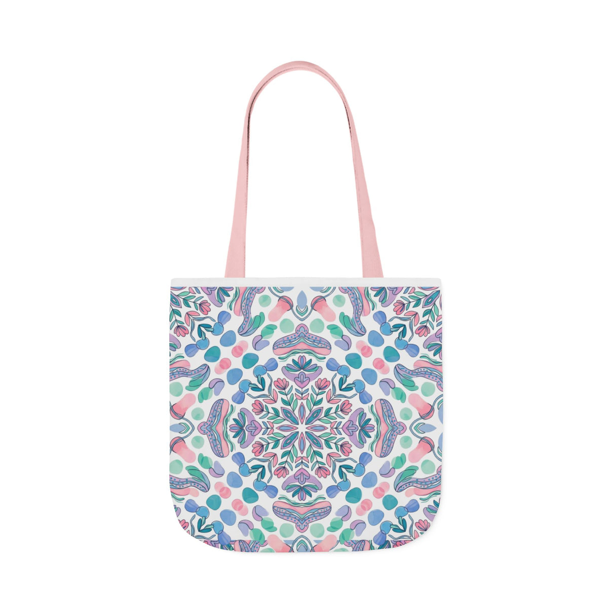 Pastel Mandala Canvas Tote — Boho Kaleidoscope Market Bag