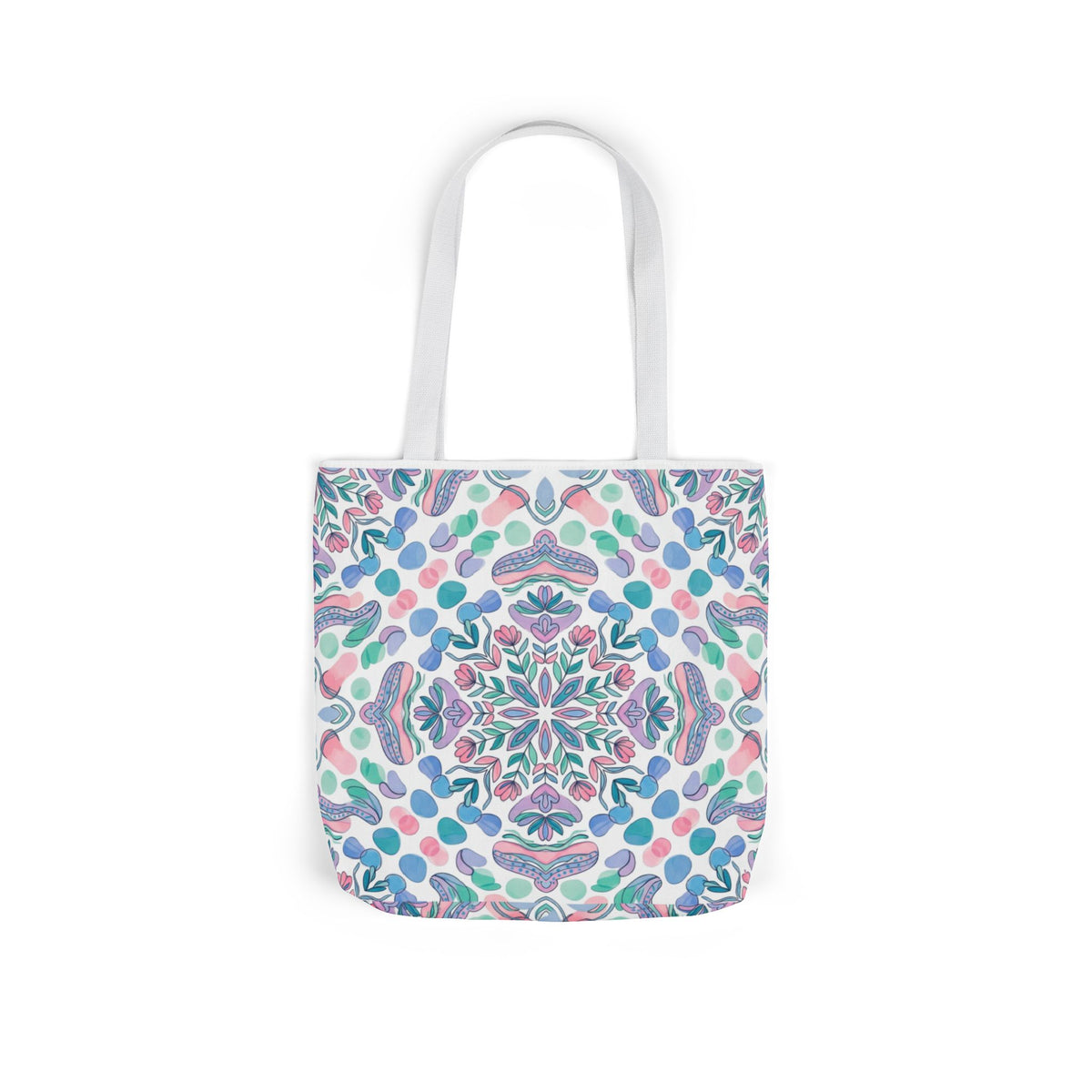 Pastel Mandala Canvas Tote — Boho Kaleidoscope Market Bag