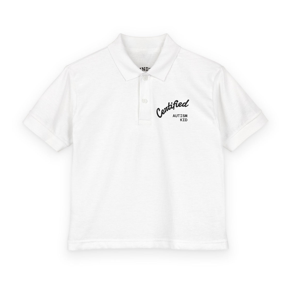 Youth Polo Shirt - 'Certified Autism Kid' Embroidered Chest Logo