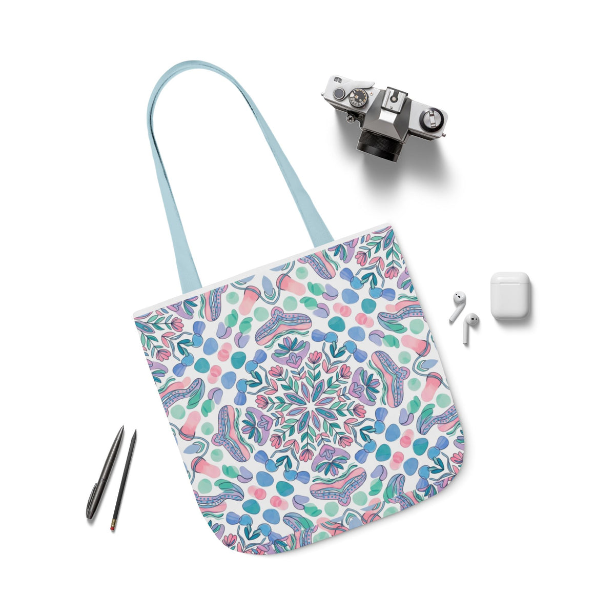 Pastel Mandala Canvas Tote — Boho Kaleidoscope Market Bag