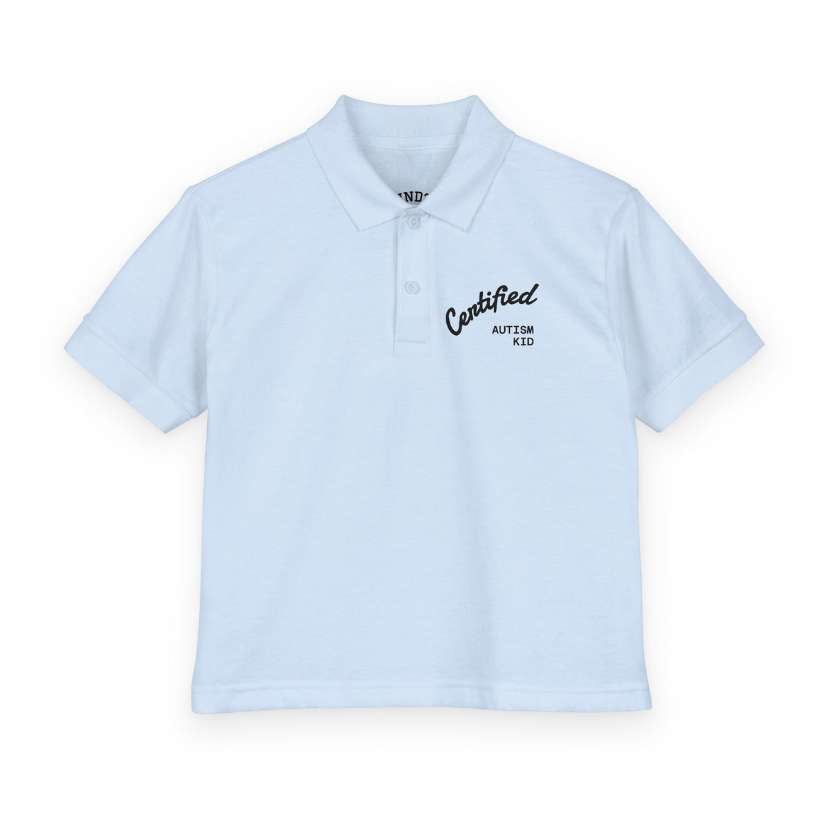 Youth Polo Shirt - 'Certified Autism Kid' Embroidered Chest Logo