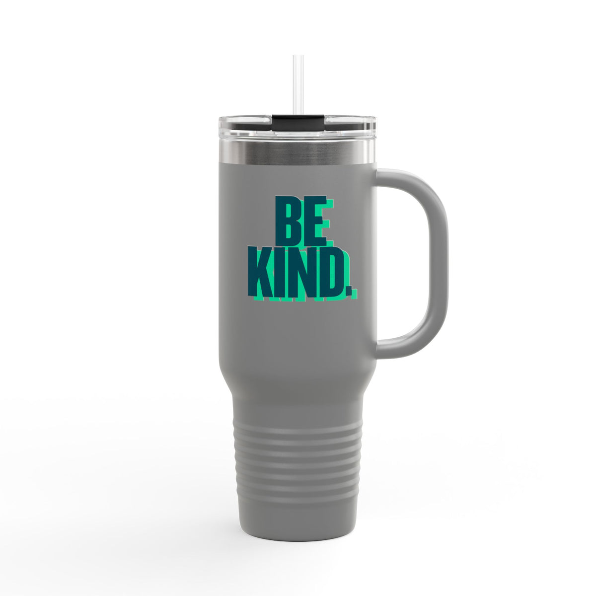 Be Kind 40oz Insulated Travel Mug — Large Stainless Tumbler with Straw
