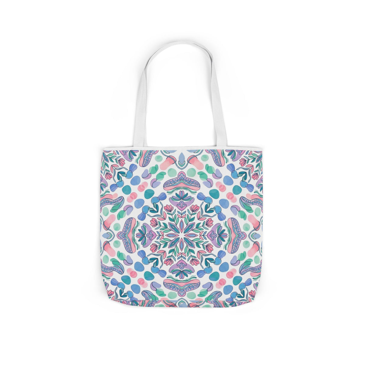Pastel Mandala Canvas Tote — Boho Kaleidoscope Market Bag