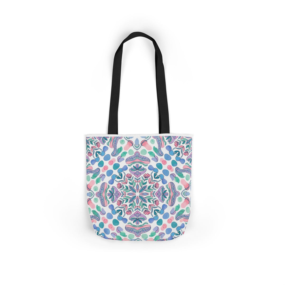 Pastel Mandala Canvas Tote — Boho Kaleidoscope Market Bag