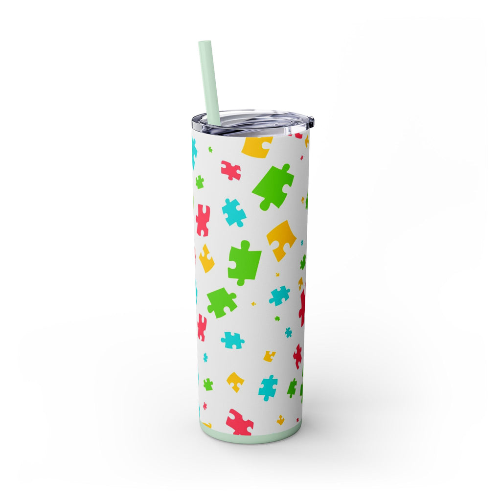 Autism Puzzle Pieces Tumbler with Straw, 20oz