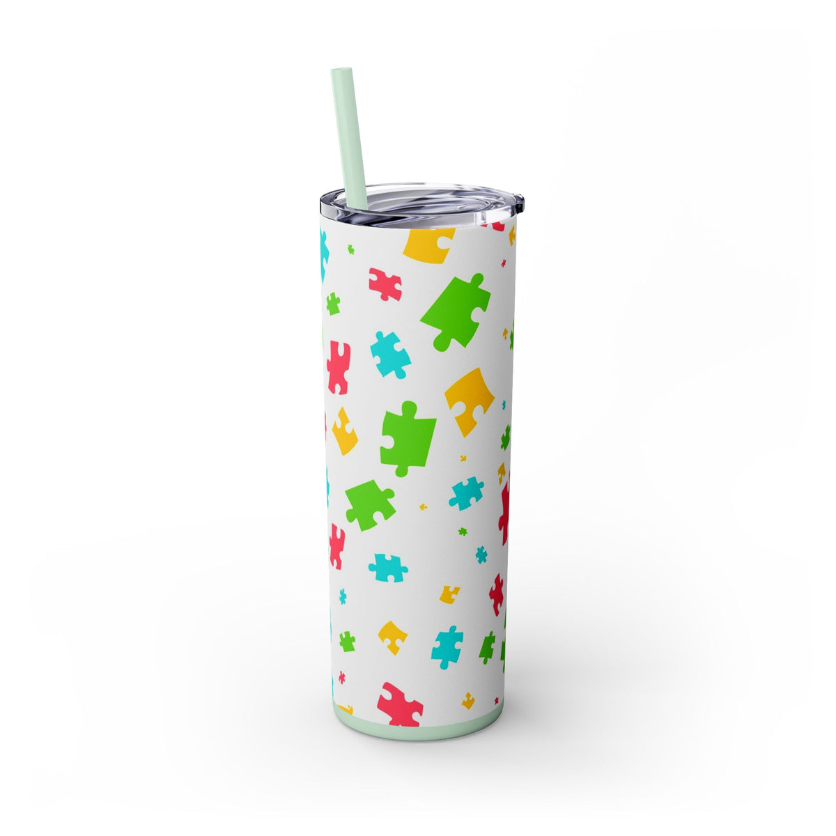 Autism Puzzle Pieces Tumbler with Straw, 20oz