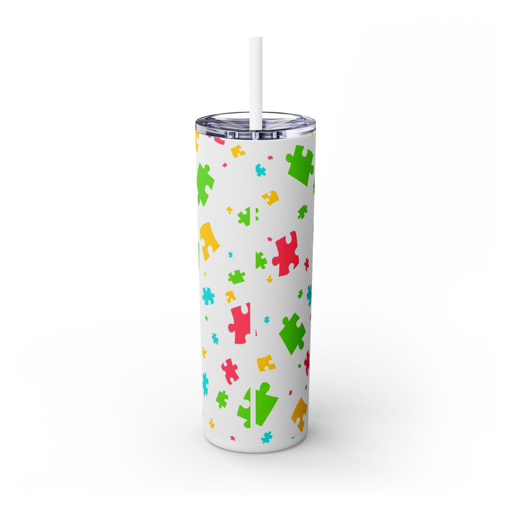 Autism Puzzle Pieces Tumbler with Straw, 20oz