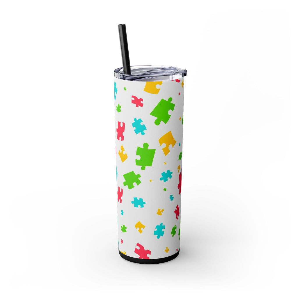 Autism Puzzle Pieces Tumbler with Straw, 20oz