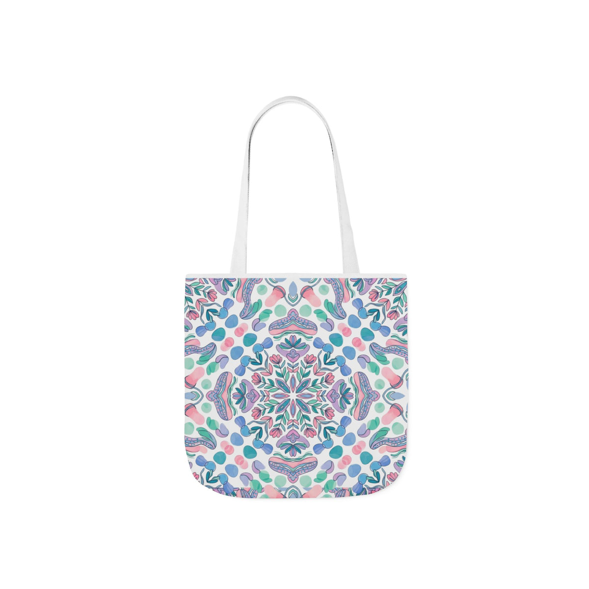 Pastel Mandala Canvas Tote — Boho Kaleidoscope Market Bag