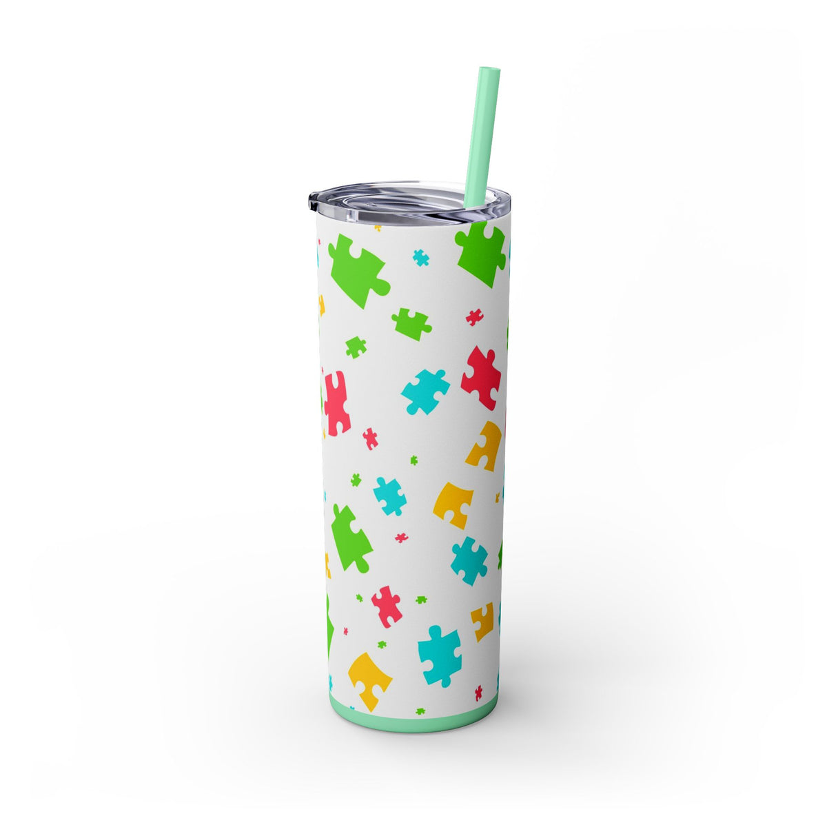 Autism Puzzle Pieces Tumbler with Straw, 20oz