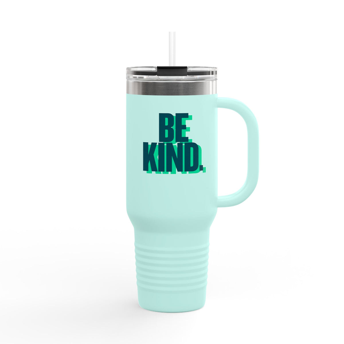 Be Kind 40oz Insulated Travel Mug — Large Stainless Tumbler with Straw