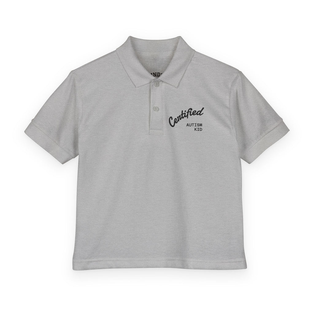 Youth Polo Shirt - 'Certified Autism Kid' Embroidered Chest Logo
