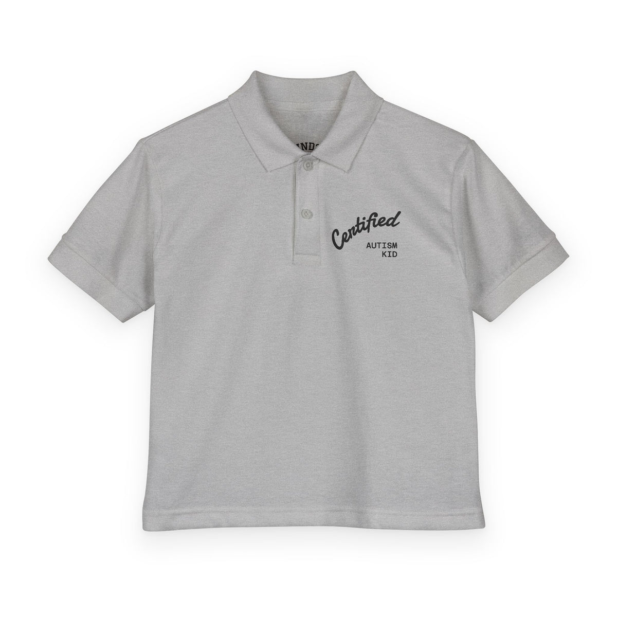 Youth Polo Shirt - 'Certified Autism Kid' Embroidered Chest Logo