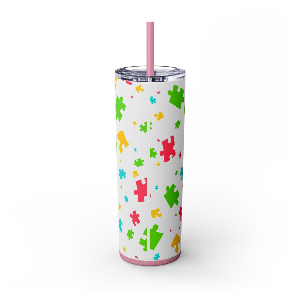 Autism Puzzle Pieces Tumbler with Straw, 20oz
