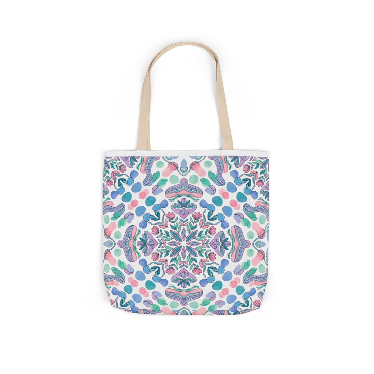 Pastel Mandala Canvas Tote — Boho Kaleidoscope Market Bag