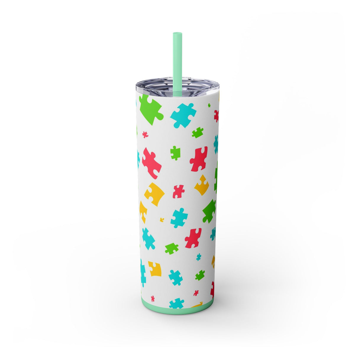 Autism Puzzle Pieces Tumbler with Straw, 20oz