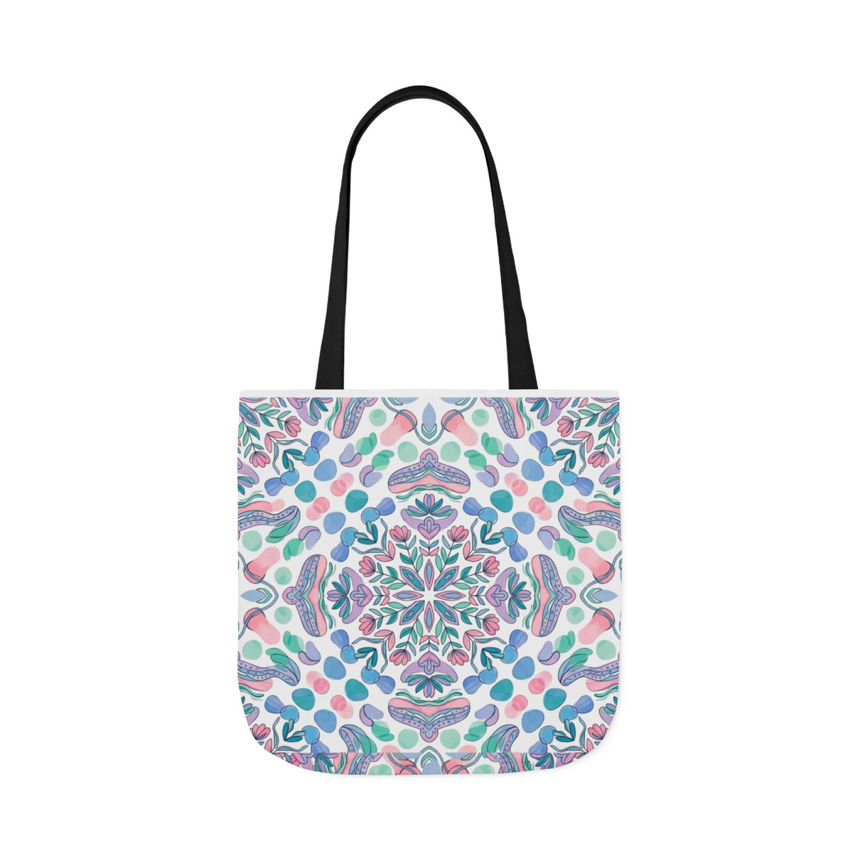 Pastel Mandala Canvas Tote — Boho Kaleidoscope Market Bag