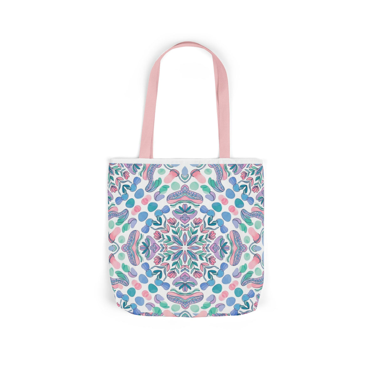Pastel Mandala Canvas Tote — Boho Kaleidoscope Market Bag