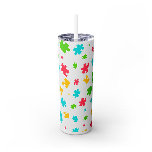 Autism Puzzle Pieces Tumbler with Straw, 20oz