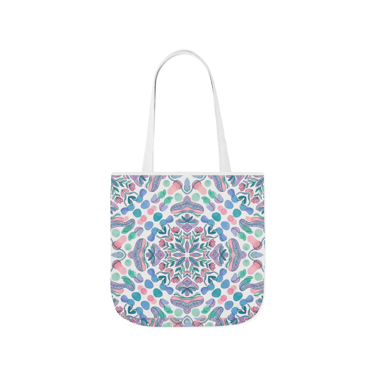 Pastel Mandala Canvas Tote — Boho Kaleidoscope Market Bag