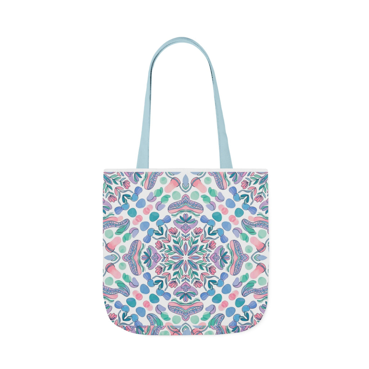 Pastel Mandala Canvas Tote — Boho Kaleidoscope Market Bag